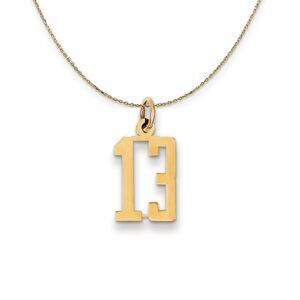 14k Yellow Gold, Alumni Small Elongated Number 13 Necklace - 24 Inch